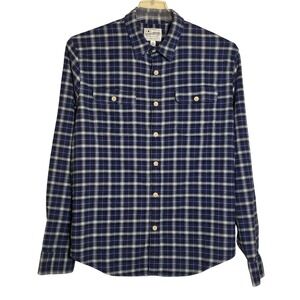 Lucky Brand Mens Large Saturday Stretch Flannel Shirt Long Sleeve Plaid Blue